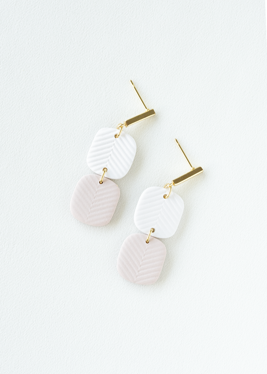 two-tone dangle earring, modern polymer clay jewelry handcrafted in Dubai